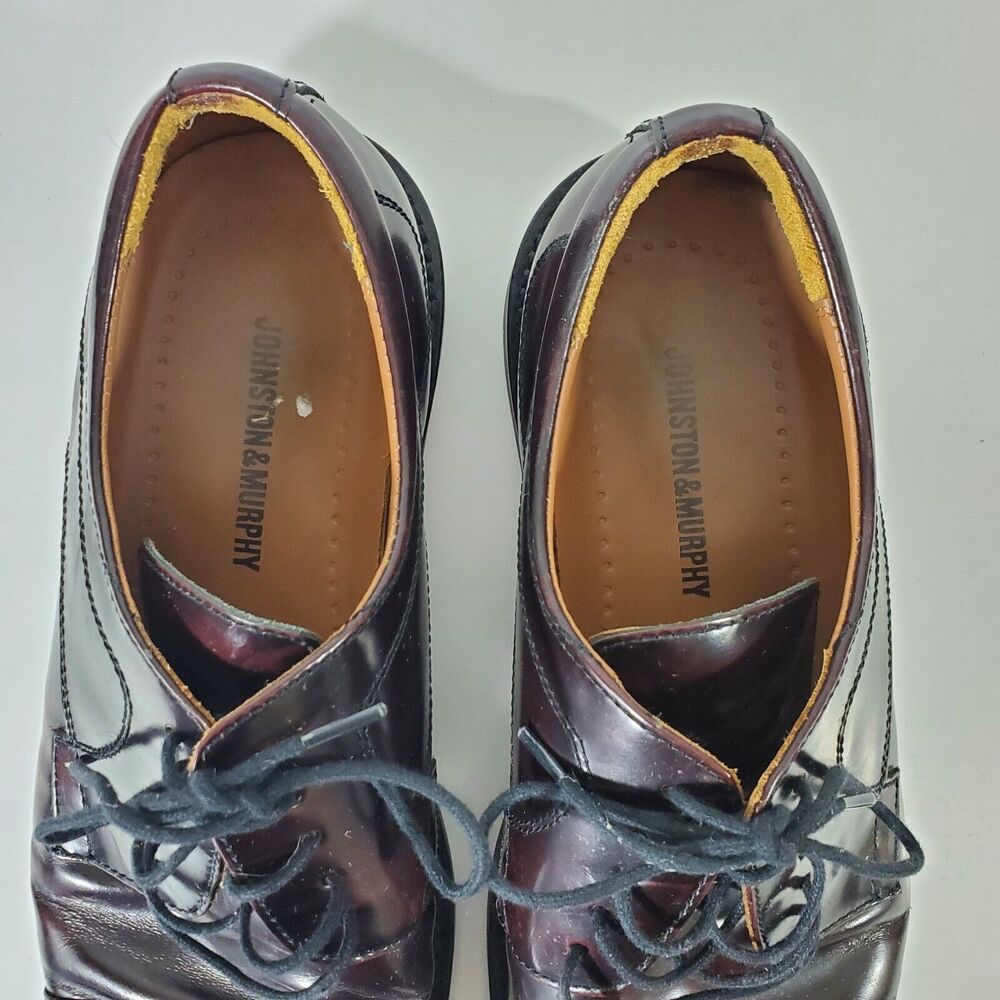Johnston Murphy Oxford Shoes 9.5 M Minzer Dark Burgundy Lace Up 20-1253 Cap Toe - Picture 5 of 12